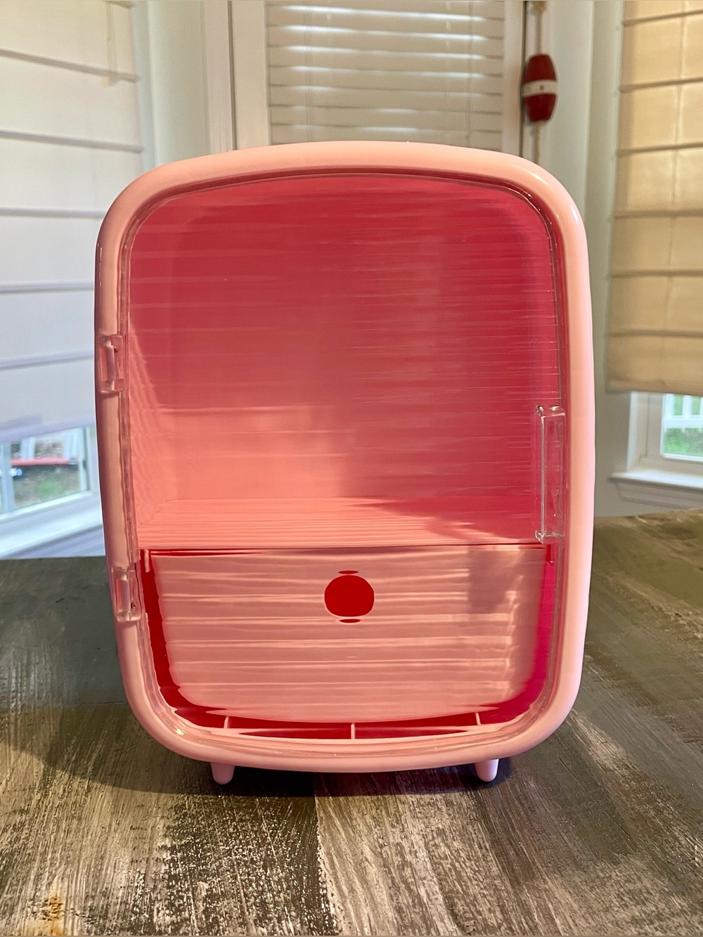 Pink Mini Cosmetic Storage Cabinet with Drawer & Clear Door